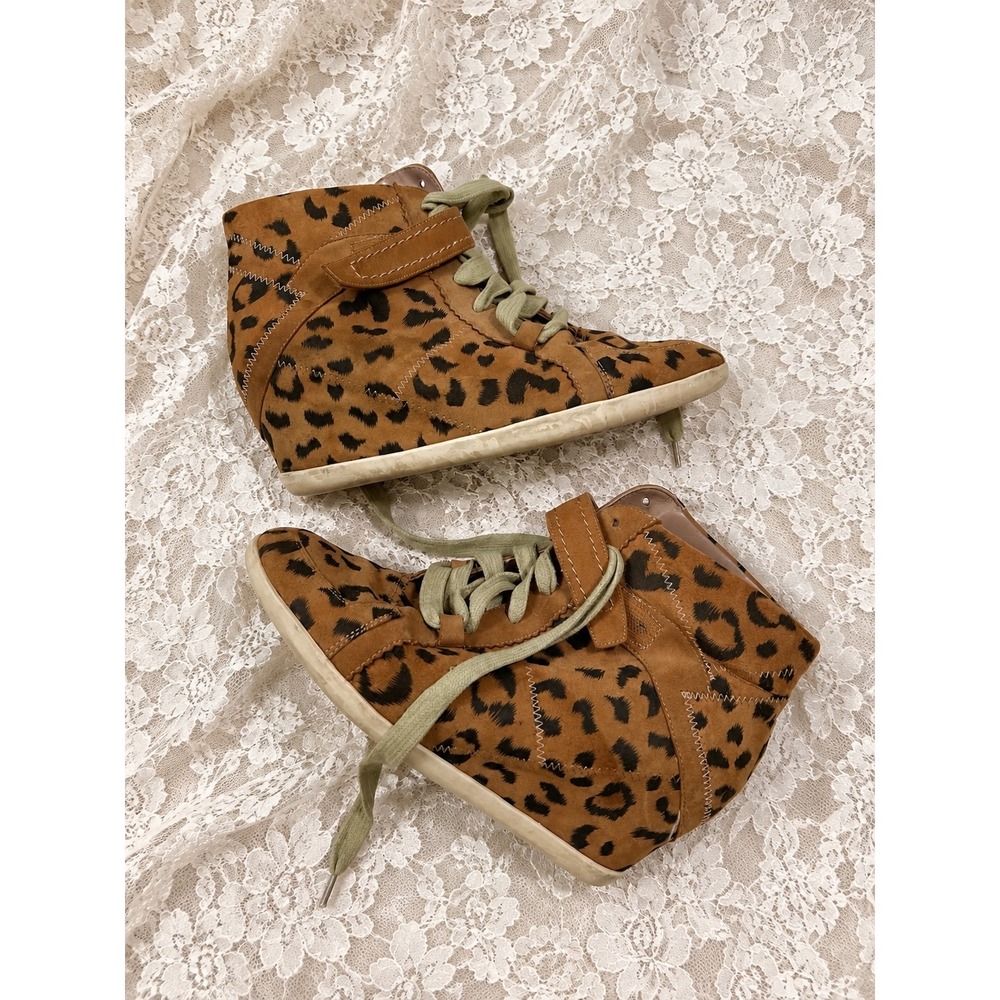 Rebecca Taylor Leopard Print Wedge Sneakers 8M Y2K Glam Chic Edgy Grunge